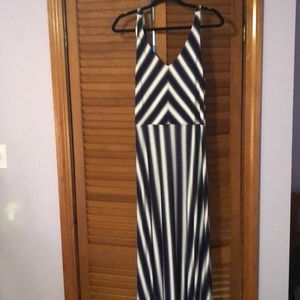 Blue and white maxi dress